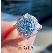 GIA 2.29克拉蓝钻 FLBG  VS2 采用心形白钻和马眼白钻镶嵌