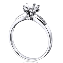 G18K桃心六爪荷叶款女款结婚订婚钻石戒指戒托